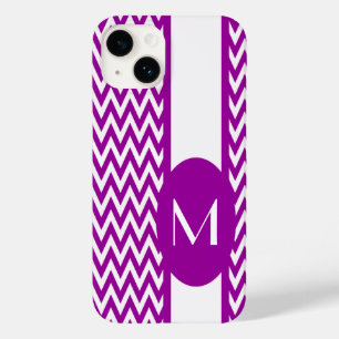 Purple Elegant Chevron Design with monogram Case-Mate iPhone 14 Case
