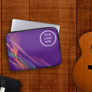 Purple elegant colourful wavy logo laptop sleeve