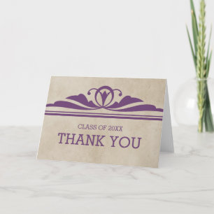 Purple Elegant Deco Graduation Thank You Card
