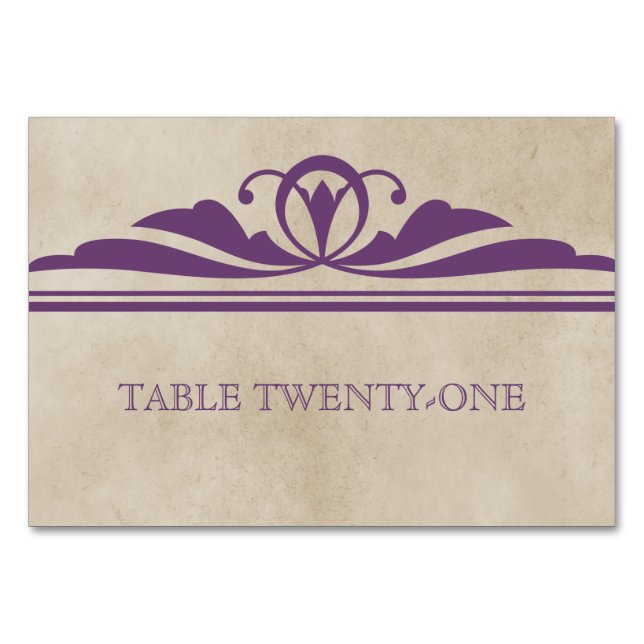 Purple Elegant Deco Table Card (Front)
