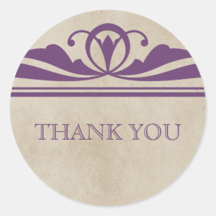 Purple Elegant Deco Thank You Stickers