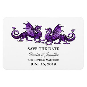 Purple Elegant Dragons Save the Date Magnet