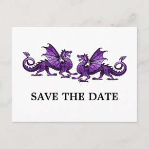 Purple Elegant Dragons Save the Date Postcard