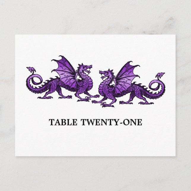 Purple Elegant Dragons Table Number Postcard (Front)