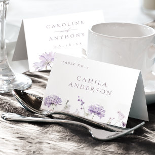 Purple Elegant Floral Boho Wedding Place Card