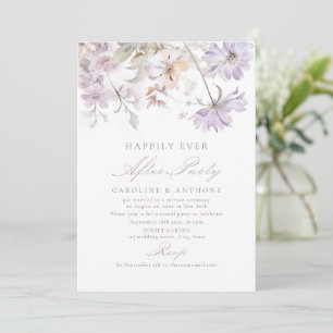 Purple Elegant Floral Happily Ever After Party Invitation