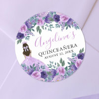 Purple Elegant Floral Quinceanera
