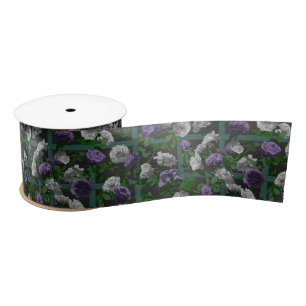 Purple Elegant Floral Roses Satin Ribbon