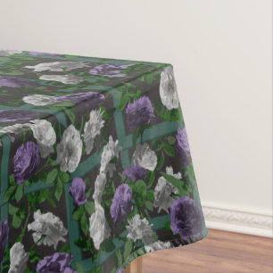 Purple Elegant Floral Roses   Tablecloth