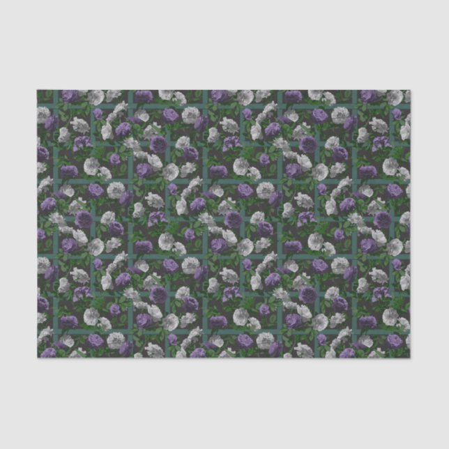 Purple Elegant Floral Roses Tissue Paper (Front)