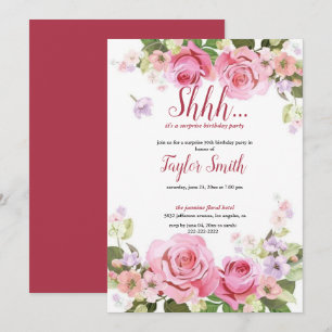 Purple elegant Floral Surprise Party Invite