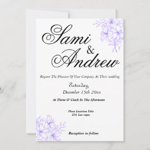 Purple  elegant Floral wedding invitations card