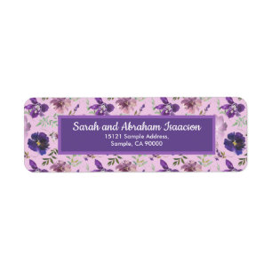 Purple Elegant Flowers Return Address Labels