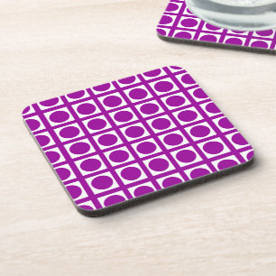Purple Elegant Grid Dots Coaster