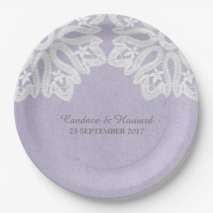 Purple Elegant Lace Paper Plates
