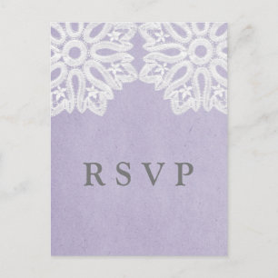 Purple Elegant Lace RSVP Postcard