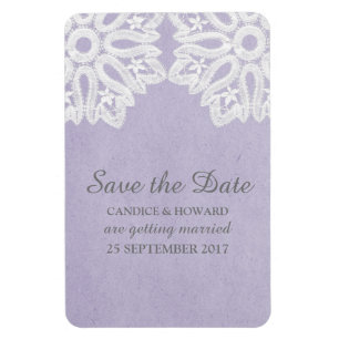 Purple Elegant Lace Save the Date Flexi Magnet