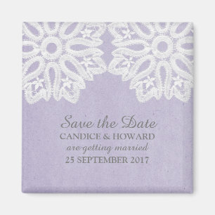 Purple Elegant Lace Save the Date Magnet