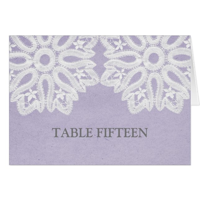 Purple Elegant Lace Table Number Card (Front Horizontal)