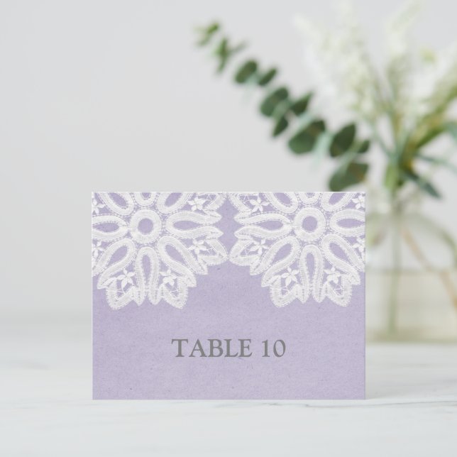Purple Elegant Lace Table Number Postcard (Standing Front)