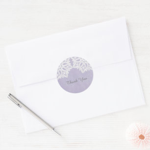 Purple Elegant Lace Thank You Stickers