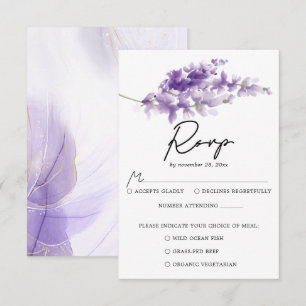 Purple Elegant Lavender Wedding RSVP Card