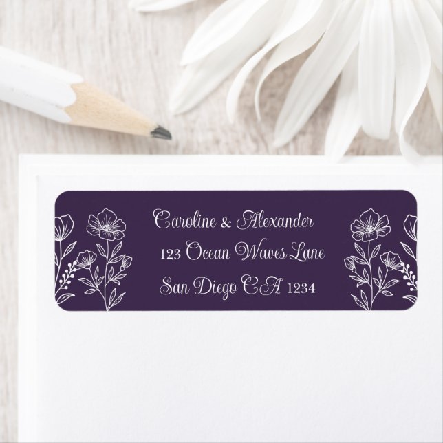 Purple Elegant Modern Floral Simple Return Address (Insitu)
