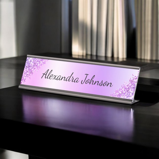 Purple Elegant Modern Professional Office Desk Name Plate (Creator Uploaded)