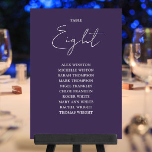 Purple Elegant Modern Seating Chart Table Number
