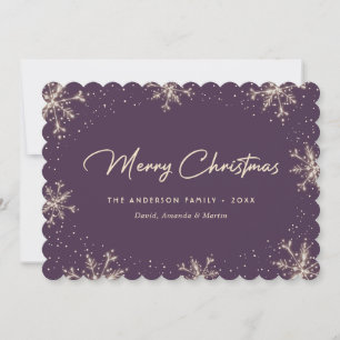 Purple Elegant Modern Snowflake Christmas Card