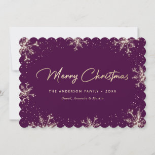 Purple Elegant Modern Snowflake Christmas Card