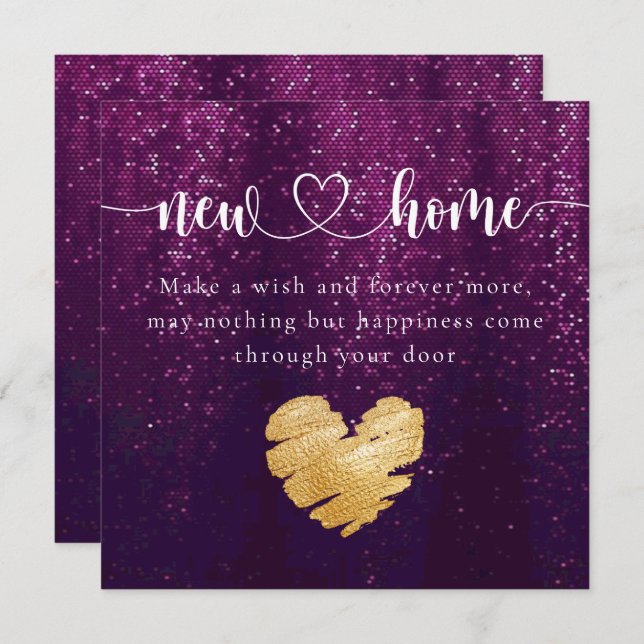 Purple Elegant New Home Housewarming Card (Front/Back)
