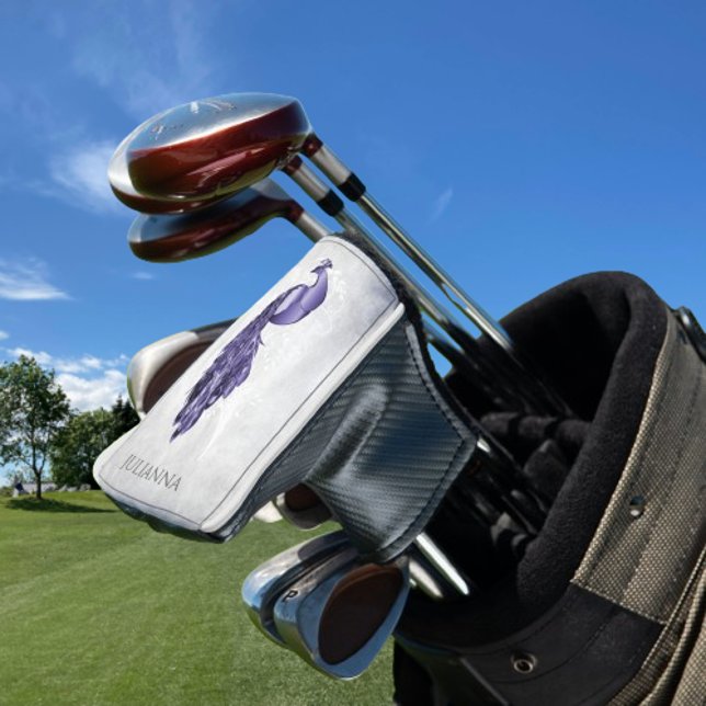 Purple Elegant Peacock Golf Head Cover (Purple Elegant Peacock Personalized Golf Head Cover)