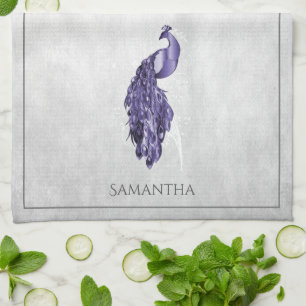 Purple Elegant Peacock Kitchen Towel