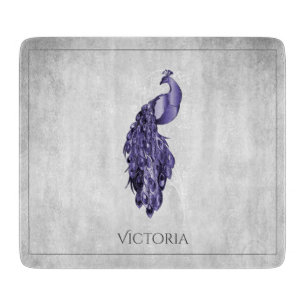 Purple Elegant Peacock Personalised Cutting Board