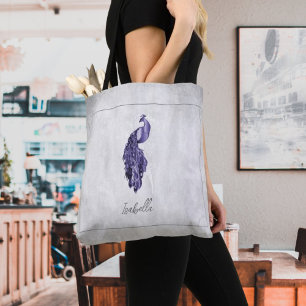 Purple Elegant Peacock Personalised Tote Bag