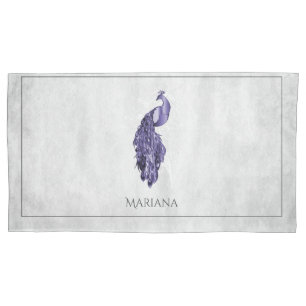 Purple Elegant Peacock Pillow Case