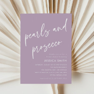 Purple Elegant Pearls and Prosecco Bridal Shower Invitation