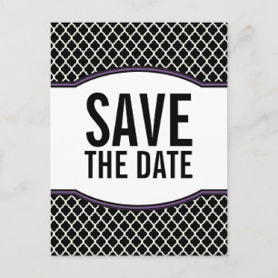 Purple Elegant Quatrefoil Save the Date Postcard