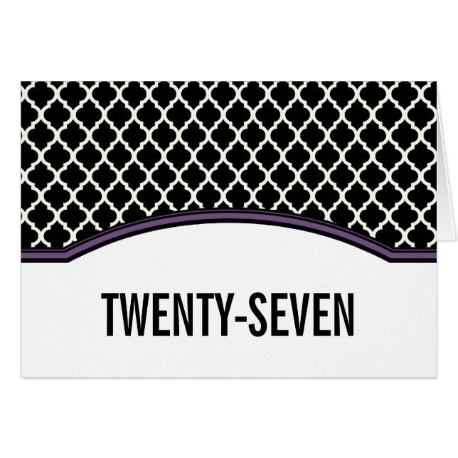 Purple Elegant Quatrefoil Table Number Card (Front Horizontal)