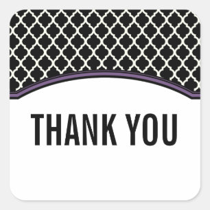 Purple Elegant Quatrefoil Thank You Stickers