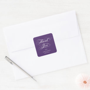 Purple Elegant Script Graduation Thank You Square Sticker