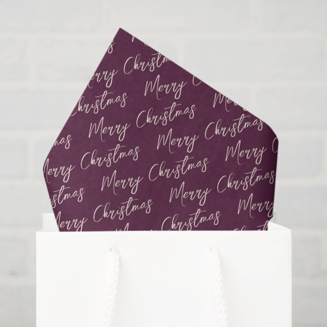 Purple Elegant Script Merry Christmas Tissue Paper (Gift Bag)