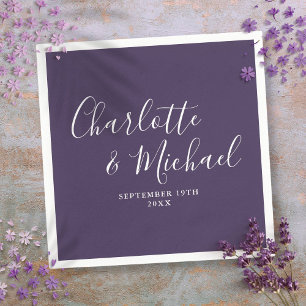 Purple Elegant Script Minimalist Napkins