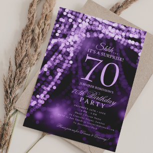 Purple   Elegant Surprise 70th Birthday Party  Invitation
