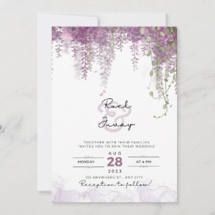 Purple Elegant Watercolor Wedding Invitation