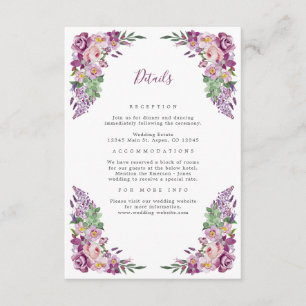 Purple Elegant Wedding Detail Enclosure Card