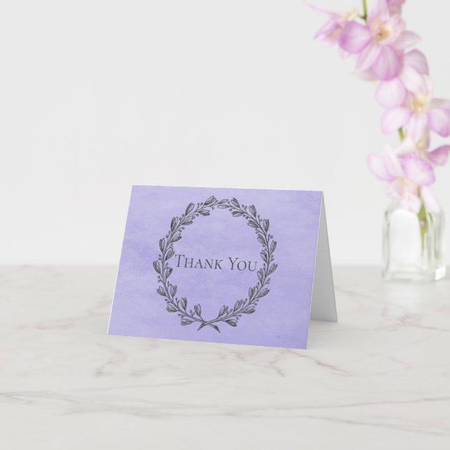 Purple Elegant Wreath Thank You Card (Orchid)