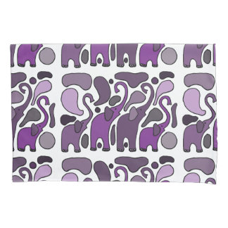 Purple Elephant Abstract Pillow Case