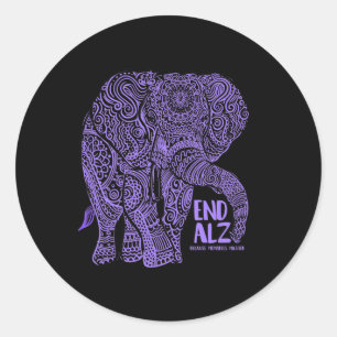 Purple Elephant Alzheimer Awareness Apparel and gi Classic Round Sticker